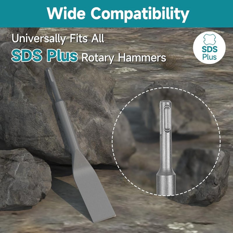 YOSIGHT Tile Chisel with SDS Plus Shank - 1.57 in. x 10.6 in. Alloy Steel Blade - Straight Edge for Smaller Grout Joints, Removing Tiles - Image 4